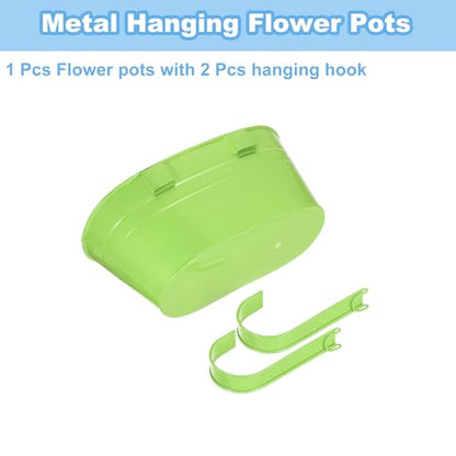 uxcell Rail Planter for Outdoor Plants, 4 Pcs 11" Iron Wall Hanging Planters Fence Railing Balcony Planters with Drainage Holes and Detachable Hooks, Light Green - color: Light Green