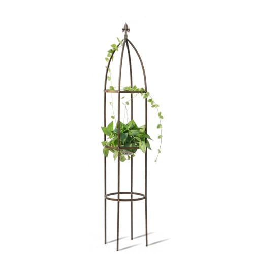 Garden Obelisk Trellis 100% Metal Heavy Duty 5.5 ft for Climbing Vines - color: Bronze, size: medium