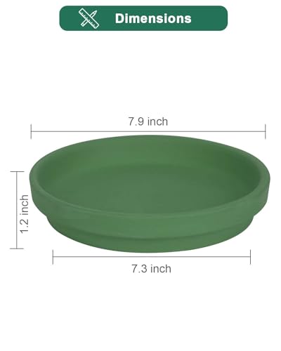 vensovo 8 Inch Green Terracotta Plant Saucers, 4 Pack Large Clay Trays - color: Green