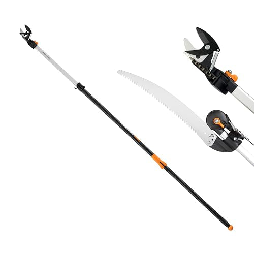 Fiskars 8-12 Ft Extendable 2-in-1 Tree Pruner & Pole Saw with Rotating Head - style: 8-12 ft Rope-Free Saw & Pruner