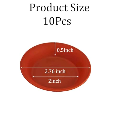 10Pcs 2.76 Inch Plant Saucer Tray, Round Plastic Water Trays for Flower Pots, Drainage Saucers for Succulents & Small Potted Plants, Indoor Outdoor Planter Accessories (Terracotta red) - color: Terracotta red