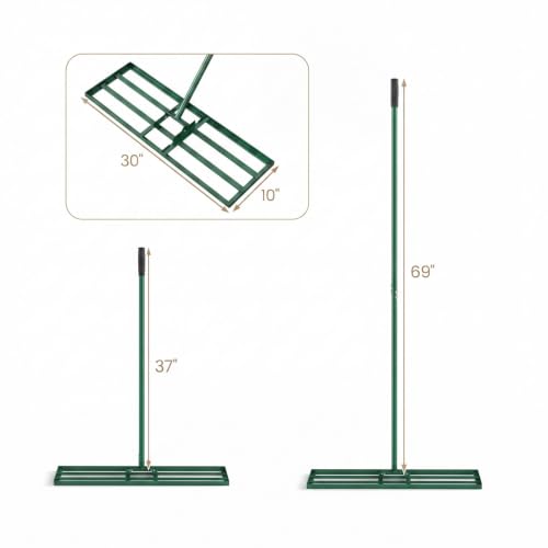 COSTWAY 30x10 Inch Lawn Leveling Rake (Green, 30"x10") - color: Green