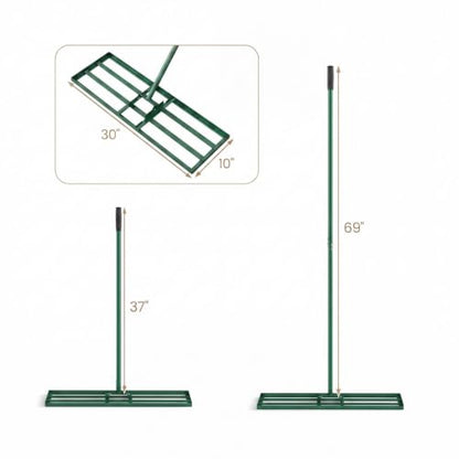 COSTWAY 30x10 Inch Lawn Leveling Rake (Green, 30"x10") - color: Green