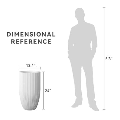 Kante Large Round Tapered White Concrete Planter 24" Tall, Outdoor - color: Textured White, size: 24" Tall