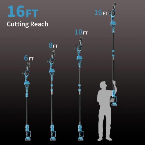 2-in-1 Brushless Cordless Pole Saw, 8 Inch Electric Pole Chainsaw for Makita 18V Battery(Not Included)14.8 FT Max Extension, Multi-Angle Power Chainsaw w/Pole for Tree Trimming, Wood Cutting