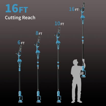 2-in-1 Brushless Cordless Pole Saw, 8 Inch Electric Pole Chainsaw for Makita 18V Battery(Not Included)14.8 FT Max Extension, Multi-Angle Power Chainsaw w/Pole for Tree Trimming, Wood Cutting