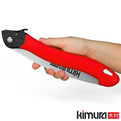 Kimura Folding Saw, Heavy Duty 10 Inch Curved Blade, Japanese SK5 Steel, Hand Saws for Branches, Wood & Camping, Pruning Saw with Impulse Hardened Double Layer Edge