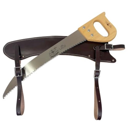 Fanno Curved Trail Pack Saw with Handmade Leather Scabbard, 19" Cutting Edge, Saddle Mounted Hand Saw for Horse Packing, Trail Riding, Hunting, ATV & UTV - size: 19"