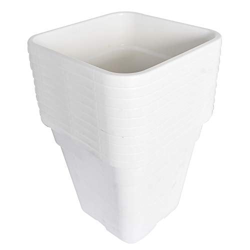 Plant Nursery Pot 10-Pack 3 Gallon Square Plastic Garden Planter Pots Flower Seedling Injection Molded Container Seed Starting Pot Set for Indoor Outdoor Plants Seedlings Vegetables White - color: White, size: 3 Gallon