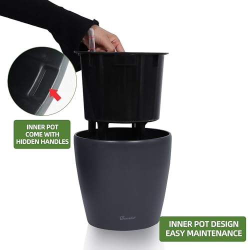 Dexceder 9x8 Self Watering Planter (Slate Gray Matte) - color: Slate Gray, size: 9x8