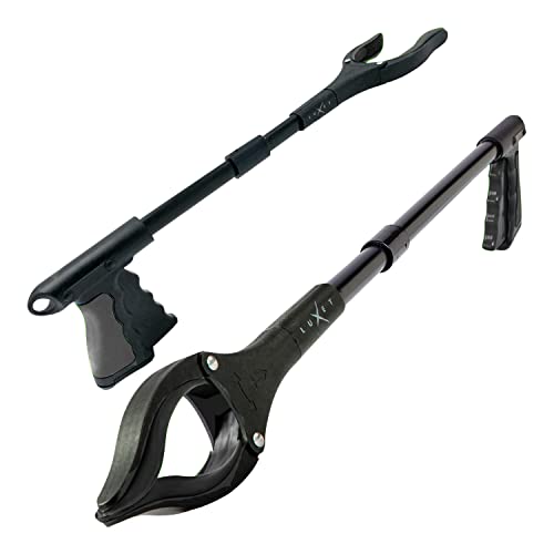 Grabber Tool 19" Aluminum Magnetic Claw, Rotating Lightweight Foldable Reacher Grabber Pickup Tool, Gripper Grabbers for Elderly Grab it Reaching Tool Trash Picker Grabber, Black, By Luxet - color: Black
