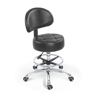 Grace&Grace Height Adjustable Swivel Stool with Extra Large Extra Thick Seat for Ultimate Comfort for Salon, Studio, Shop, Kitchen - style: Royal with Back