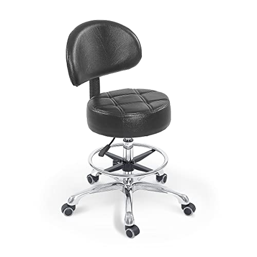Grace&Grace Height Adjustable Swivel Stool with Extra Large Extra Thick Seat for Ultimate Comfort for Salon, Studio, Shop, Kitchen - style: Royal with Back