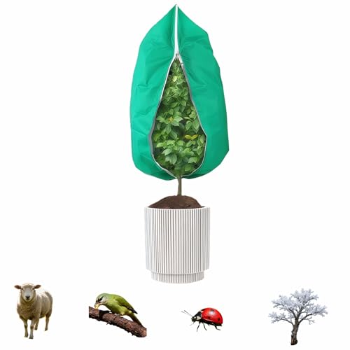 Upgraded 31.5"x23.6" Plant Covers Freeze Protection, Thicken Winter Covers with Zipper & Drawstring, Reusable Outdoor Cold Weather Jacket for Shrubs Trees