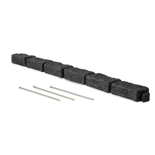 Beuta Landscape Edging | Garden Edging Border | Polyrock Bricks for Lawn Edging, Flower beds, Pathways & Yard Edging– 1 Pack | Each Section Has 6 Bricks 48" L x 4" W x 2.25" H | 3 Spikes |Charcoal - color: Charcoal, size: 1-Pack (4 FT)