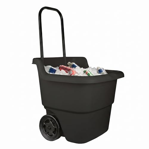 Rolling Garden Cart with Handle, 15 Gallon Lawn Resin Utility Cart