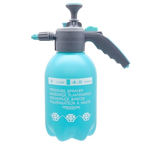 0.5 Gallon Handheld Pump Sprayer, 2L Garden Pressure Sprayer, 68oz Water Spray Bottle with Safety Valve, Adjustable Nozzle, for Watering,Plant Spraying, Home Cleaning, Fertilizing (Sky Blue) - color: Sky Blue