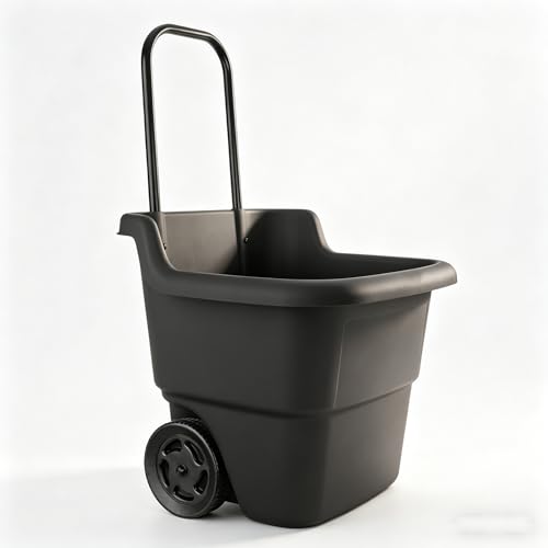 15-Gallon Lawn & Garden Cart – Resin Material, Assembled Dimensions: 20.75" L x 22.5" W x 35.75" H – Outdoor Utility Cart for Yard Work, Gardening, and Landscaping,Black