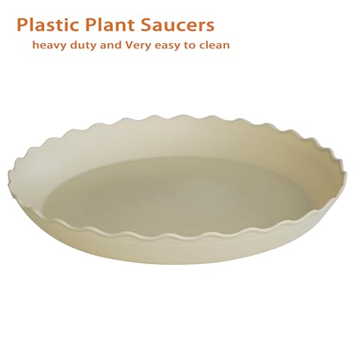 6 Pack Plant Saucer 8 inch, Heavy Duty Plastic Plant Water Tray, Planter Saucers, Flower Pot Tray Water Trays for Plant Pots (Beige) - color: Beige, size: 8" (6 pack)