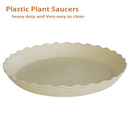 6 Pack Plant Saucer 8 inch, Heavy Duty Plastic Plant Water Tray, Planter Saucers, Flower Pot Tray Water Trays for Plant Pots (Beige) - color: Beige, size: 8" (6 pack)