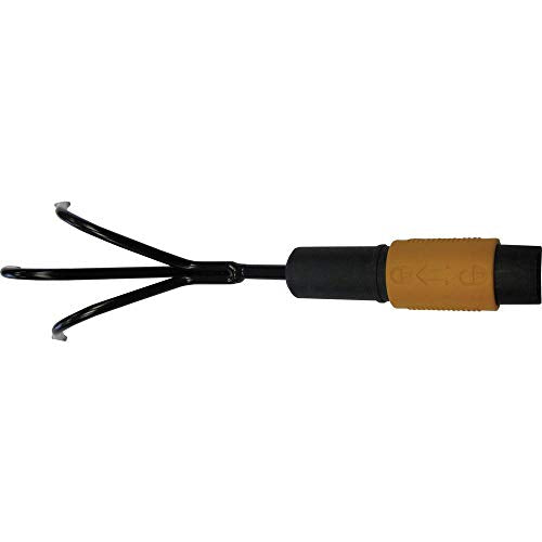 Fiskars QuikFit Cultivator Angled, Small Rake, Tool Head, Width: 5.5 cm, Black/Orange, 1000683 - style: Angled cultivator