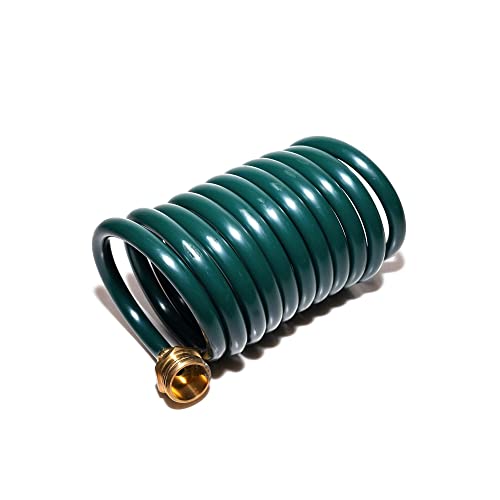Orgrimmar 20FT Green EVA Coil Garden Hose with Metal Fittings - color: Green, size: 20 Feet