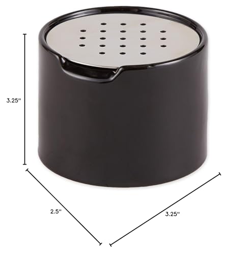 RSVP Reusable Ceramic Fruit Fly Trap for Indoors – Kitchen Fly Catcher Jar with Stainless Steel Vent Lid, Eco-Friendly & Dishwasher Safe Design, Uses Natural Vinegar Bait (Black)