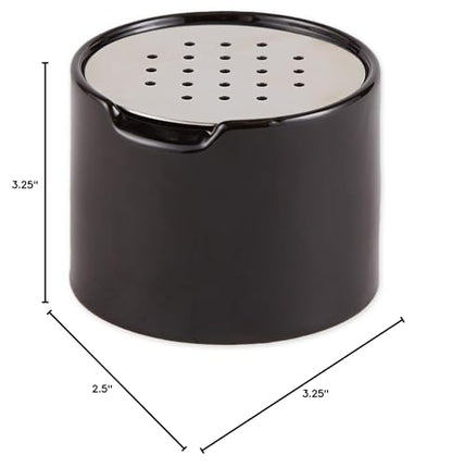 RSVP Reusable Ceramic Fruit Fly Trap for Indoors – Kitchen Fly Catcher Jar with Stainless Steel Vent Lid, Eco-Friendly & Dishwasher Safe Design, Uses Natural Vinegar Bait (Black)