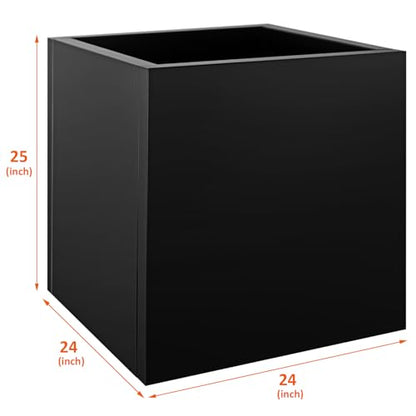 Steel Planter Box 24"x24"x25", Large Square Metal Planter Box - color: Black, size: 25"H x 24"L x 24"W