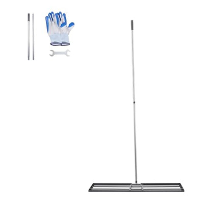 VEVOR Lawn Leveling Rake, Lawn Leveler with 83.9 in Handle, 48x10 in Ground Plate, Rust-Resistant Carbon Steel Soil Leveler, 2 Heights Adjustable, Effort Saving Lawn Leveling Tool for Yard Golf Court - size: 48x10 in, style: Classic: Carbon Steel