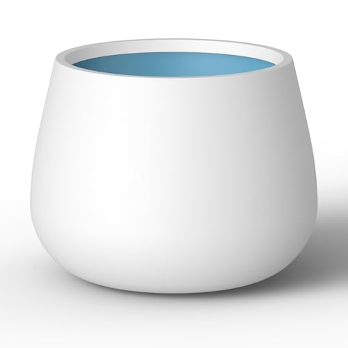 Kante White Concrete Planter 12.6" Dia All-Weather Round Small Pot - color: White, size: 12.6"Dia x 9.8"H