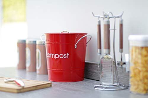 Premier Red Compost Bin, Kitchen & Garden, Steel, 3L, H21 x W19 x D19cm