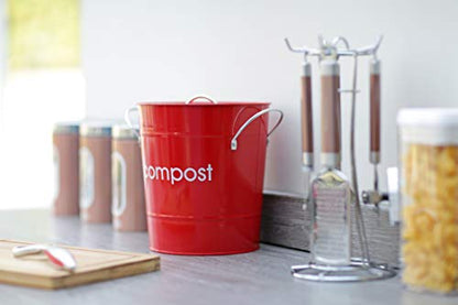 Premier Red Compost Bin, Kitchen & Garden, Steel, 3L, H21 x W19 x D19cm