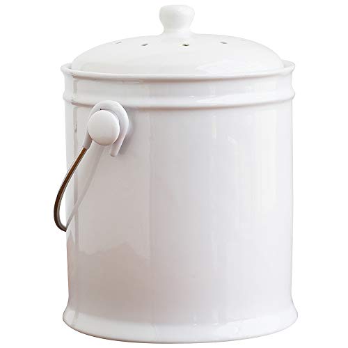 Natural Home 1-Gallon Ceramic Compost Bin with Filter