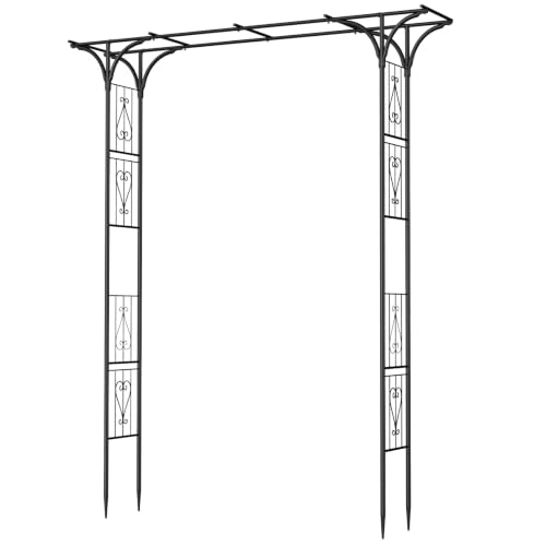 8FT Garden Arch Arbor Steel Trellis for Climbing Plant Outdoor Wedding Gate - size: 8*4 FT