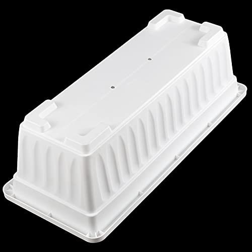 HAKZEON 6 Pack 17 Inches Plastic Flower Box Planters with Trays, Countryside Flower Window Boxes with 30 Plant Labels, White Rectangular Vegetable Planters for Windowsill, Porch, Balcony, Garden - color: White