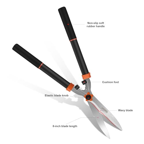 Garden Hedge Shears Manual Hedge Clippers for Trimming Borders Topiaries Boxwood and Decorative Grasses, 21 Inch Carbon Steel Bush Cutter by LKDING