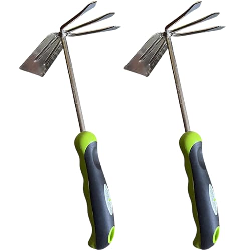 Garden Guru Hand Cultivator Rake Hoe Tiller Tool - Stainless Steel for Ultimate Strength - Rust Resistant - Ergonomic Handle - Great for Gardening Cultivating Loosening Weeding(2Pack) - size: 2 Pack