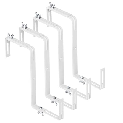 Adjustable Planter Box Brackets,Enhanced Bottom Support,Universal Outdoor Hanging Brackets,Flower Box Brackets for Fence Railings, Windowsill, Patio, Garden,Balcony. (White) - color: White