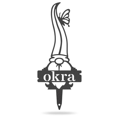 RealSteel Gnome Plant Markers Metal Garden Stakes | Outdoor Garden Labels & Plant Tags for Vegetables & Herbs | Decorative Yard & Raised Bed Garden Signs | Gardening Gift | Made in USA - Okra - style: OKRA