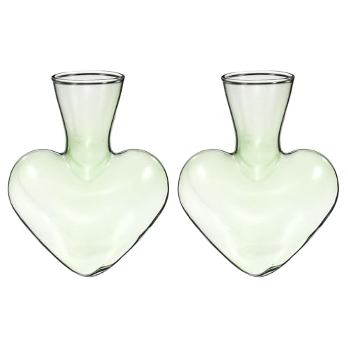 M METERXITY 2-Pack Propagation Vases, Heart-Shaped Glass Propagation Stations for Indoor Plants/Desktop Decor/Home Garden, Plants Terrariums Hydroponic Vases [Green] - color: Green