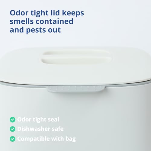 Blue Ginkgo Kitchen Compost Bin, 2.6L Countertop Compost Bin, White - color: White, size: 0.69 gal / 2.6 L (Single Handle)