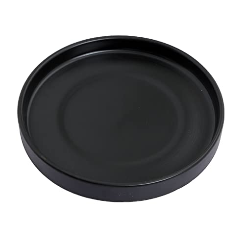 12 Inch Large Ceramic Saucer - Drainage Tray for Plant Pot (Matte Black) - color: Black, size: 12 Inch