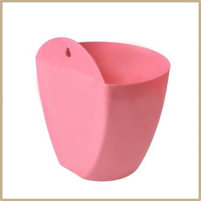 7 Pack Plastic Pink Black Self Watering Pots Wall Hanging Planters for Balcony Living Room Courtyard