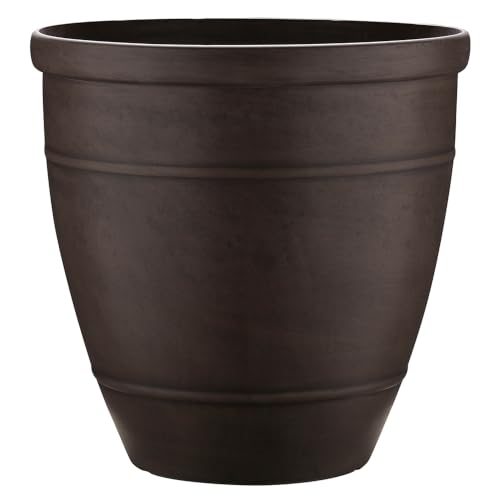 Southern Patio Rubber Wright 18" Planter for Large Plants & Outdoors, Brown - color: Brown