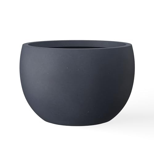 Kante Small Round Bowl Charcoal Concrete Planter 11.8" Dia, Outdoor - color: Charcoal, size: 11.8" d