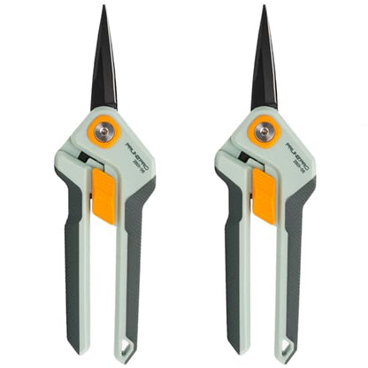 PrunePro Garden Scissors Pruning Shears Sharp Stainless Steel Non-Stick Teflon Coating Blade for Precise Cuts Garden Snip Bonsai Clippers for Plants Rose Flower 2 Pack - color: Green
