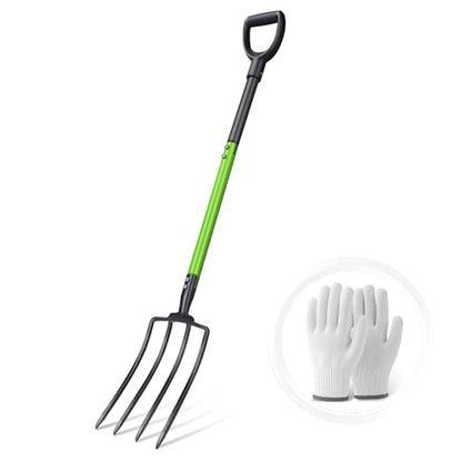 Pitch Fork,4-Tine,45-Inches Garden Fork with Steel D-Handle for Gardening