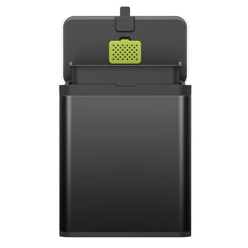 EKO Kitchen Compost Bin, 7L / 1.85 Gal Stainless Steel with Removable Inner Bucket and Deodorizer Compartment, 2-in-1 Countertop Compost Bin with Lid, Food Waste Caddy for Kitchen (Matte Black) - color: Premium Space Black, size: 7L
