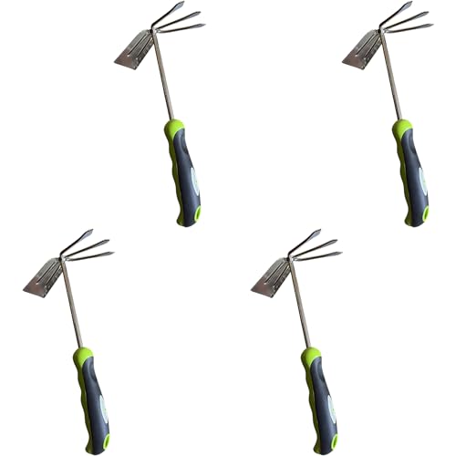 Garden Guru Hand Cultivator Rake Hoe Tiller Tool - Stainless Steel for Ultimate Strength - Rust Resistant - Ergonomic Handle - Great for Gardening Cultivating Loosening Weeding(4Pack) - size: 4 Pack